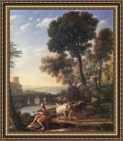 Allegory of May Triumph of Apollo Framed Paintings - Landscape with Apollo Guarding the Herds of Admetus by Claude Lorrain