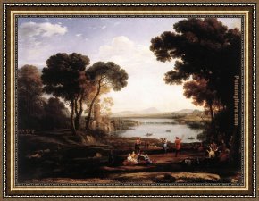 Mill on The Thames, Mapledurham Framed Paintings - Landscape with Dancing Figures The Mill by Claude Lorrain