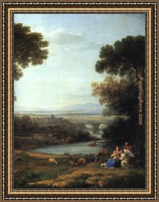 Rest Framed Paintings - The Rest on the Flight into Egypt by Claude Lorrain