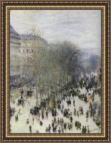 Vue De Saintes Maries 1888 Framed Paintings - Boulevard des Capucines by Claude Monet