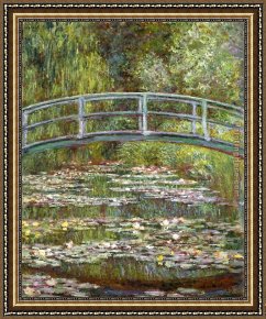 Claude Monet Framed Paintings - Bridge over a Pool of Water Lilies by Claude Monet