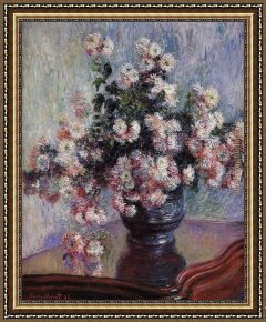 Bed of Chrysanthemums Framed Paintings - Chrysanthemums 2 by Claude Monet