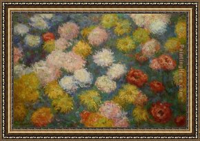 Bed of Chrysanthemums Framed Paintings - Chrysanthemums 3 by Claude Monet