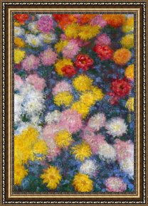 Bed of Chrysanthemums Framed Paintings - Chrysanthemums 4 by Claude Monet