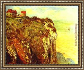 Cliffs Framed Paintings - Cliffs near Dieppe 2 by Claude Monet