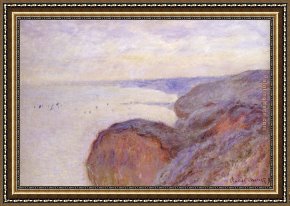 Cliffs Framed Paintings - Cliffs Near Dieppe by Claude Monet