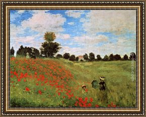 Poppies Framed Paintings - Corn Poppies by Claude Monet