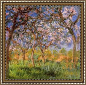 Thoughts of Springtime Framed Paintings - Giverny in Springtime by Claude Monet