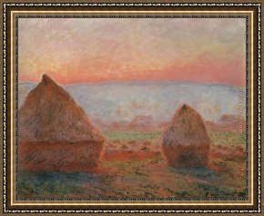 Sower with Setting Sun After Millet Framed Paintings - Haystacks at Giverny  the evening sun by Claude Monet