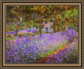 Gardens of The Vatican Framed Paintings - Irises in Monet's Garden by Claude Monet