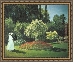 Gardens of The Vatican Framed Paintings - Jeanne-Marguerite Lecadre in the Garden by Claude Monet