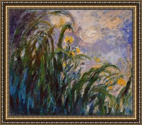 Les Moissonneurs 1888 Framed Paintings - Les iris jaunes 1824 by Claude Monet
