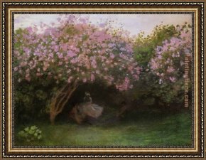 Lilac Framed Paintings - Lilacs Grey Weather by Claude Monet