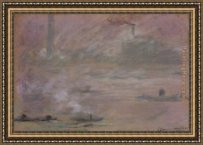 Mill on The Thames, Mapledurham Framed Paintings - London Boats on the Thames by Claude Monet