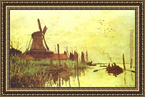 Flatford Mill Framed Paintings - Mill near Zaandam by Claude Monet