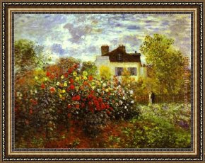 Irises in Monet's Garden Framed Paintings - Monet's Garden at Argentueil by Claude Monet