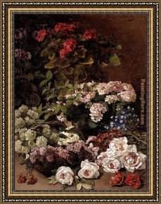 Promise of Spring Framed Paintings - Monet Spring Flowers by Claude Monet