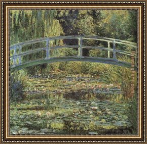 Quiet Pond Framed Paintings - Monet The Waterlily Pond by Claude Monet