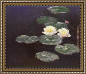 Waterlilies Framed Paintings - Nympheas Waterlilies by Claude Monet