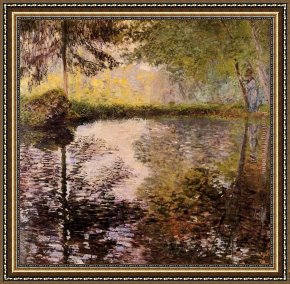 Quiet Pond Framed Paintings - Pond at Montgeron by Claude Monet