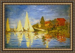 Claude Monet Framed Paintings - Regatta At Argenteuil by Claude Monet
