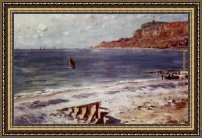 Vue De Saintes Maries 1888 Framed Paintings - Sailing At Sainte-Adresse by Claude Monet
