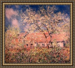 Thoughts of Springtime Framed Paintings - Springtime At Giverny by Claude Monet