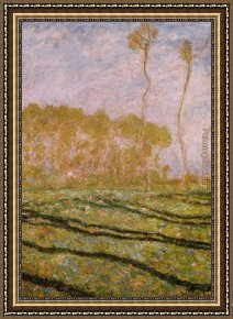 Thoughts of Springtime Framed Paintings - Springtime Landscape at Giverny by Claude Monet