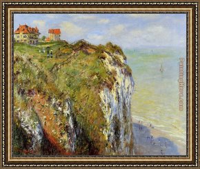 Cliffs Framed Paintings - Steep Cliffs At Dieppe by Claude Monet