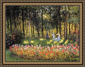 Irises in Monet's Garden Framed Paintings - The Artist's Family in the Garden by Claude Monet