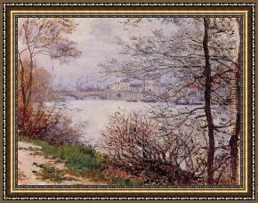 Sunday Afternoon on The Island of La Grande Jatte Framed Paintings - The Banks of the Seine Ile de la Grande Jatte by Claude Monet