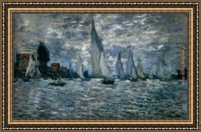 The Red Boats Argenteuil Framed Paintings - The Boats Regatta At Argenteuil by Claude Monet