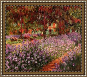 Irises in Monet's Garden Framed Paintings - The Garden by Claude Monet