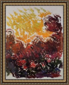 Irises in Monet's Garden Framed Paintings - The Garden at Giverny by Claude Monet