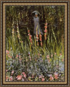 Irises in Monet's Garden Framed Paintings - The Garden Gladioli by Claude Monet