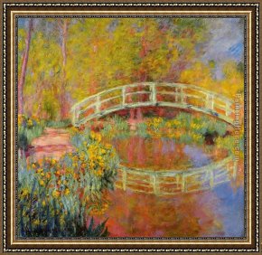 Waterlilies And Japanese Bridge Framed Paintings - The Japanese Bridge 01 by Claude Monet