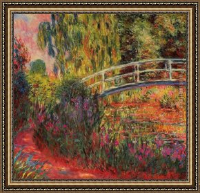 Waterlilies And Japanese Bridge Framed Paintings - The Japanese Bridge 09 by Claude Monet