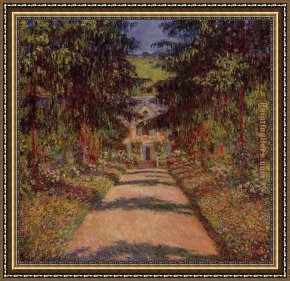 The Main Attraction Framed Paintings - The Main Path at Giverny by Claude Monet