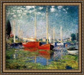 Claude Monet Framed Paintings - The Red Boats by Claude Monet