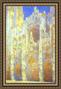 Venice Twilight Framed Paintings - The Rouen Cathedral at Twilight by Claude Monet