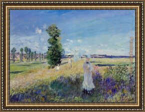 Woodland Walk Framed Paintings - The Walk Argenteuil by Claude Monet