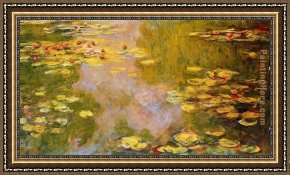 Quiet Pond Framed Paintings - The Water-Lily Pond 3 by Claude Monet