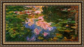 Quiet Pond Framed Paintings - The Water-Lily Pond 9 by Claude Monet