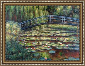 Quiet Pond Framed Paintings - The Water Lily Pond Pink Harmony by Claude Monet