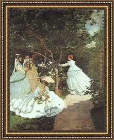 Gardens of The Vatican Framed Paintings - The women in the Garden by Claude Monet