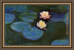 Water Lilies 1914 Framed Paintings - Water-Lilies 02 by Claude Monet