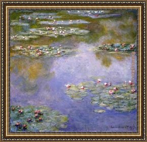 Water Lilies 1914 Framed Paintings - Water-Lilies 07 by Claude Monet
