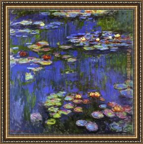 Claude Monet Framed Paintings - Water-Lilies 1914 by Claude Monet