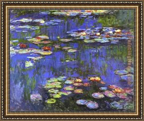 Claude Monet Framed Paintings - Water Lilies 1914 by Claude Monet
