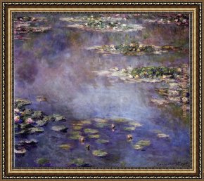 Water Lilies 1914 Framed Paintings - Water-Lilies 24 by Claude Monet